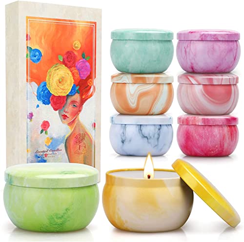 Yming Velas Perfumadas Juego de 8 Piezas, Velas Aromaticas Decorativas, Cera de Soja Natural, Regalos Originales para Mujer, para Boda Baño Yoga Cumpleaños Navidad Día de San Valentín Regalos