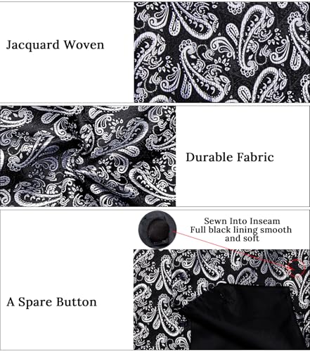 Image of DiBanGu Mens Paisley Suit Waistcoat,Silk Dress Vest and Bowtie Pocket Square Cufflinks with Lapel Pin Set for Wedding Tuxedo