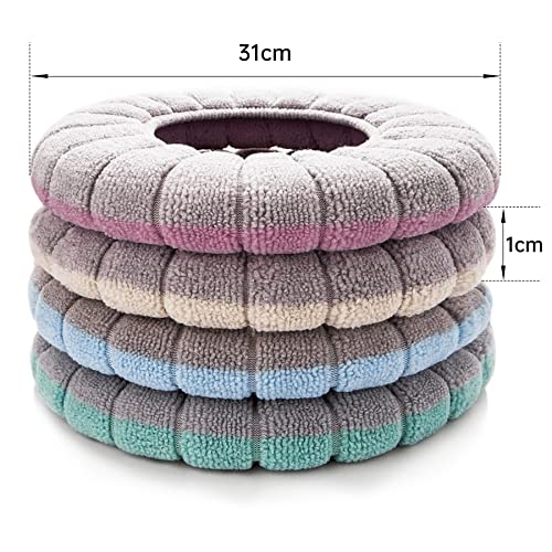 Dreamark 4 stück Toilettensitzbezug Waschbar WC Sitzwärmer mit Griff weiche WC Deckelbezug um die Klobrille im Winter warm zu bleiben Toilettensitzabdeckung universal dehnbar für Zuhause Büro – Bild 3