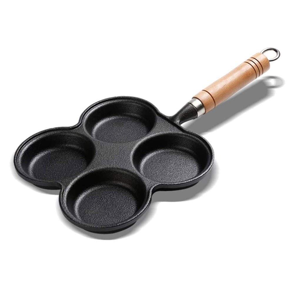 XYZMDJ Cast Iron Pan - Black Four Hole Design Flat Bottom Thick Pan Uncoated Non-Stick Cookware