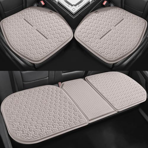 Dracqwn Coussin Siège Voiture en Gel Antidérapant for L'été, Respirant Et Rafraîchissant, Housse Protection Siège Voiture, Coussin Siège Inférieur Universel 2024(B Khaki,Front*2+Rear)