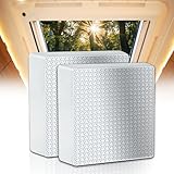 EDIETH 14'x14'x3' RV Vent Insulator (2-Pack) - Dual Reflective Skylight Covers for Camper, Energy-Saving Thermal Insulation, Fits 14x14 Inch RV/Caravan Sunroof Vents