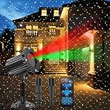 Christmas Projector Lights Outdoor, Waterproof Christmas Laser Lights Outdoor with Remote, Landscape Spotlight Red and Green Star Show, Laser Projection for Garden House Decor Holiday Xmas Decoration