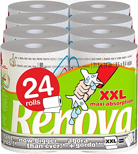 Renova Rollo de Cocina Doble Decorado - 12 packs de 2 rollos- Total 24 rollos