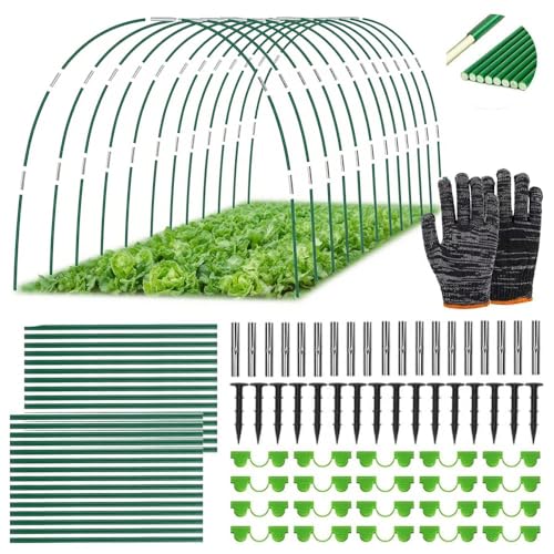 Pflanztunnel Bögen,30 PCS Tunnelbögen Hochbeet,Abnehmbar Folientunnel für Hochbeet,Gewächshaus Bogen 6mm mit Kunststoff umwickelt,Gewächshaus Reifen,Gartentunnel Bögen,Gewächshaus Tunnel
