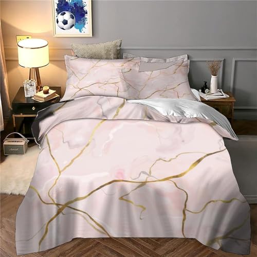 Parure de lit marbre rose esthétique du luxe moderne en impression 3D - 6