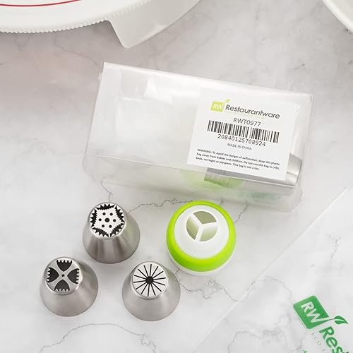 Miniatura 10 de Restaurantware Pastry Tek - Punta de tubería rusa, 1 punta para decoración de pastel de rosas, # 9, resistente a la corrosión, punta de decoración