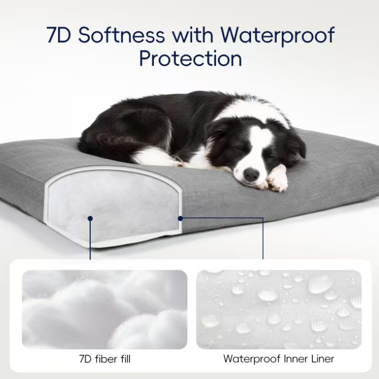 Sytopia 42 Inch Indestructible Dog Beds for Large Dogs, XL Chew Proof Dog Bed, Waterproof Pet Crate Pad with Chew-Resistant Removable Cover, Great for Indoor, Outdoor, Crate, Patio Use (Grey) - image 6