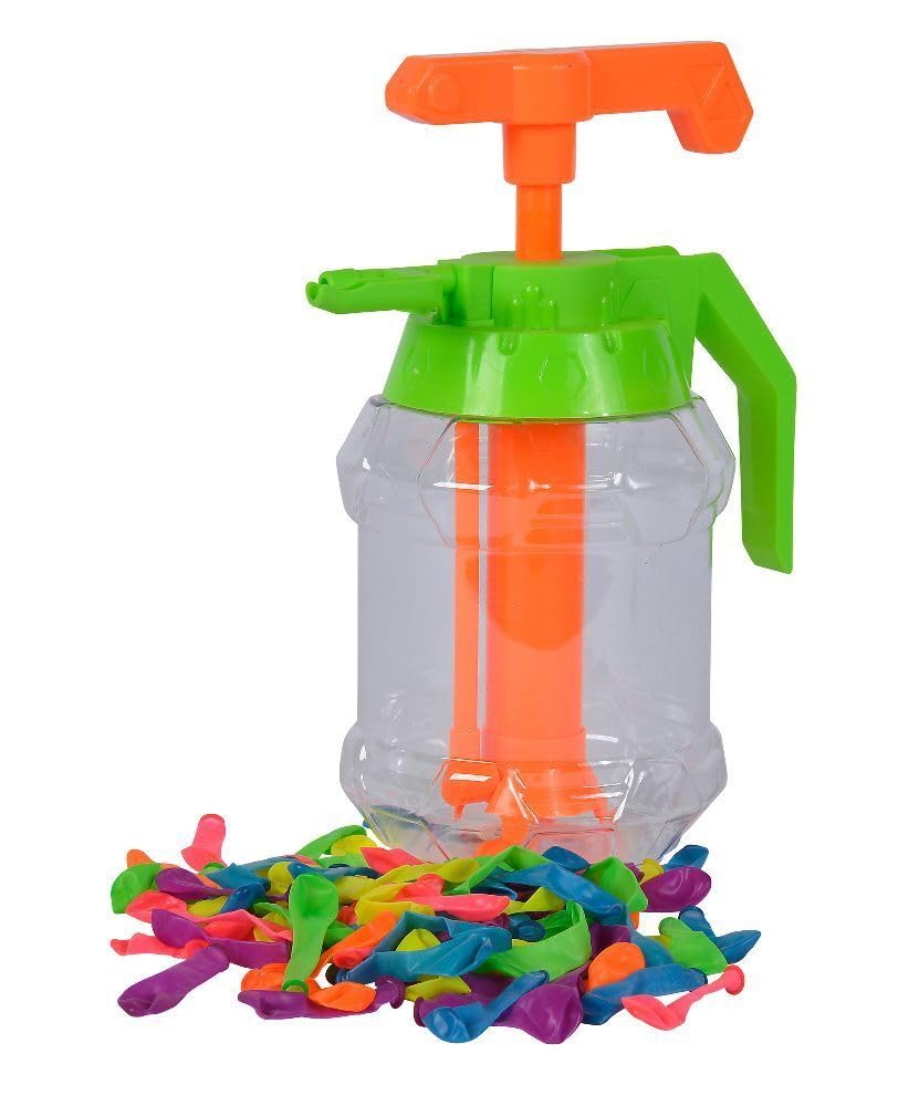 Simba Bouteille de remplissage pour bombes à eau avec pompe, 100 bombes, 1,4 l, jouet aquatique