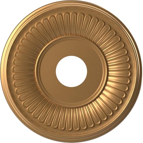 Image of Ekena Millwork CMP16BEBGL Berkshire Thermoformed PVC Ceiling Medallion (Fits Canopies up to 7 inch), 16 inchOD x 3 1 /2 inchID x 1 inchP, Bright Coat Gold