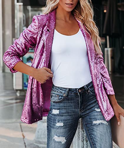 SEMATOMALA Women's Sequin Shiny Open Front Blazer Evening Party Sparkly Long Sleeve Slim Cardigan Coat4