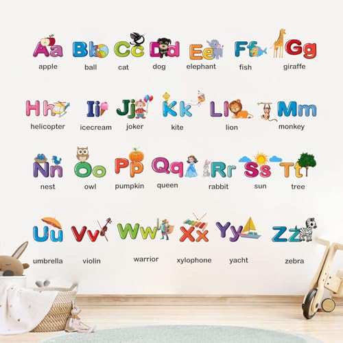 Image of StickMe Alphabets Wall Sticker for Kids Learning | Educational Nursery, Preschool & Kindergarten Baby Room Decor (Medium - 120 x 80 cm)