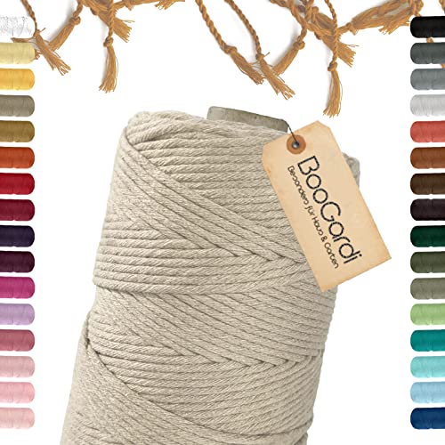 Hilo de macramé · Arena 3 mm x 200 m · 3 mm o 5 mm · muchos colores · Cordón de algodón · Hilo de algodón · Cordón para manualidades · Cinta de cordón Cover
