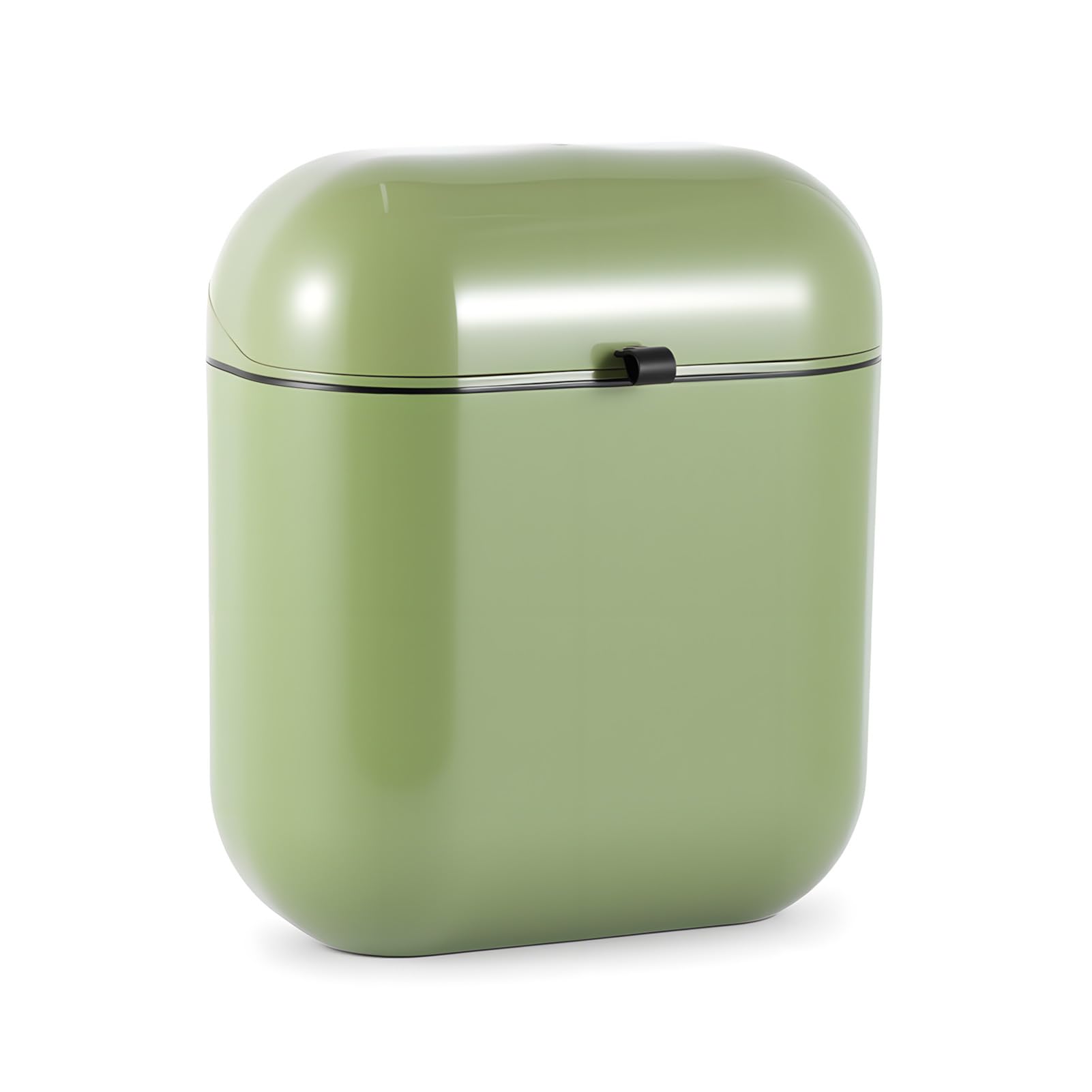 BREEZENEST Kitchen Wall-Mounted Trash Bin with Lid 12L No-Bend Hanging Waste Basket for Cabinet Door for Under Sink Bathroom Office Space-Saving Recycling Container with Odor-Control Seal Green
