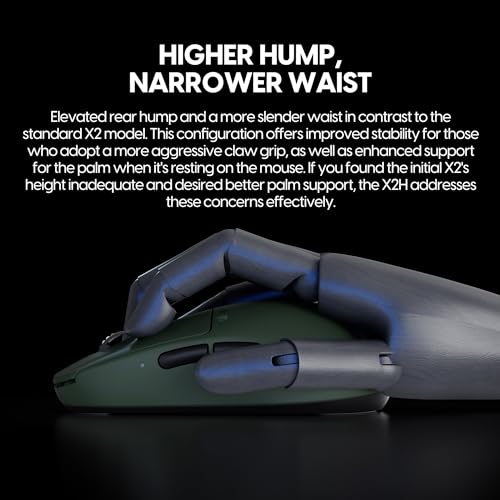 Image of Pulsar Gaming Gears - X2H eS Wireless Gaming Mouse, Founder's Edition, Symmetrical, Optical Switch, OLED Display, Driverless, PAW3395 Sensor, 100H Battery, 4K dongle Included (Medium, Green)