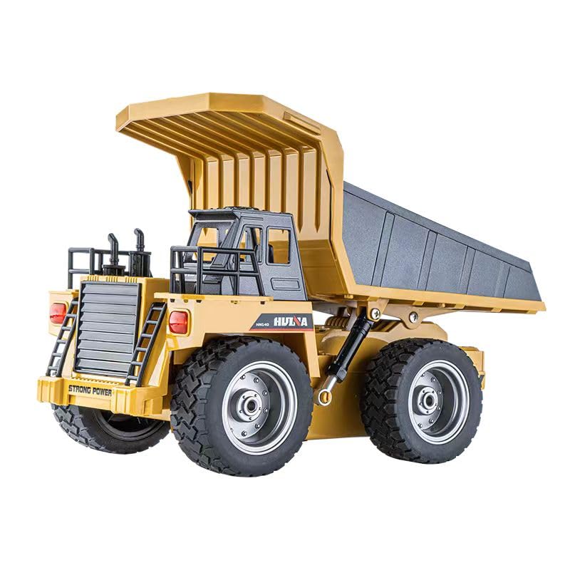 Remote Control Construction Dump Truck Toy 2.4G RC Truck 6 Channel Bulldozer 4 Wheel Driver Mine Construction Alloy Metal Vehicle Truck 1:18 with 2 Rechargeable Batteries for Boys Birthday Xmas Gift