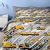 Nesker 5 Pcs Comforter Set Twin Size, Cartoon Yellow Vehicle Bedding for Kids Teen, Trucks Construction Bed Sheet with Pillowcase & Sham #4