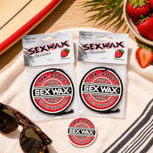 Image of SEX WAX Car Air Freshener | Hanging Long Lasting Scent Car Air Freshener for Auto and Home | Strawberry, 2 Air Freshener (Strawberry)