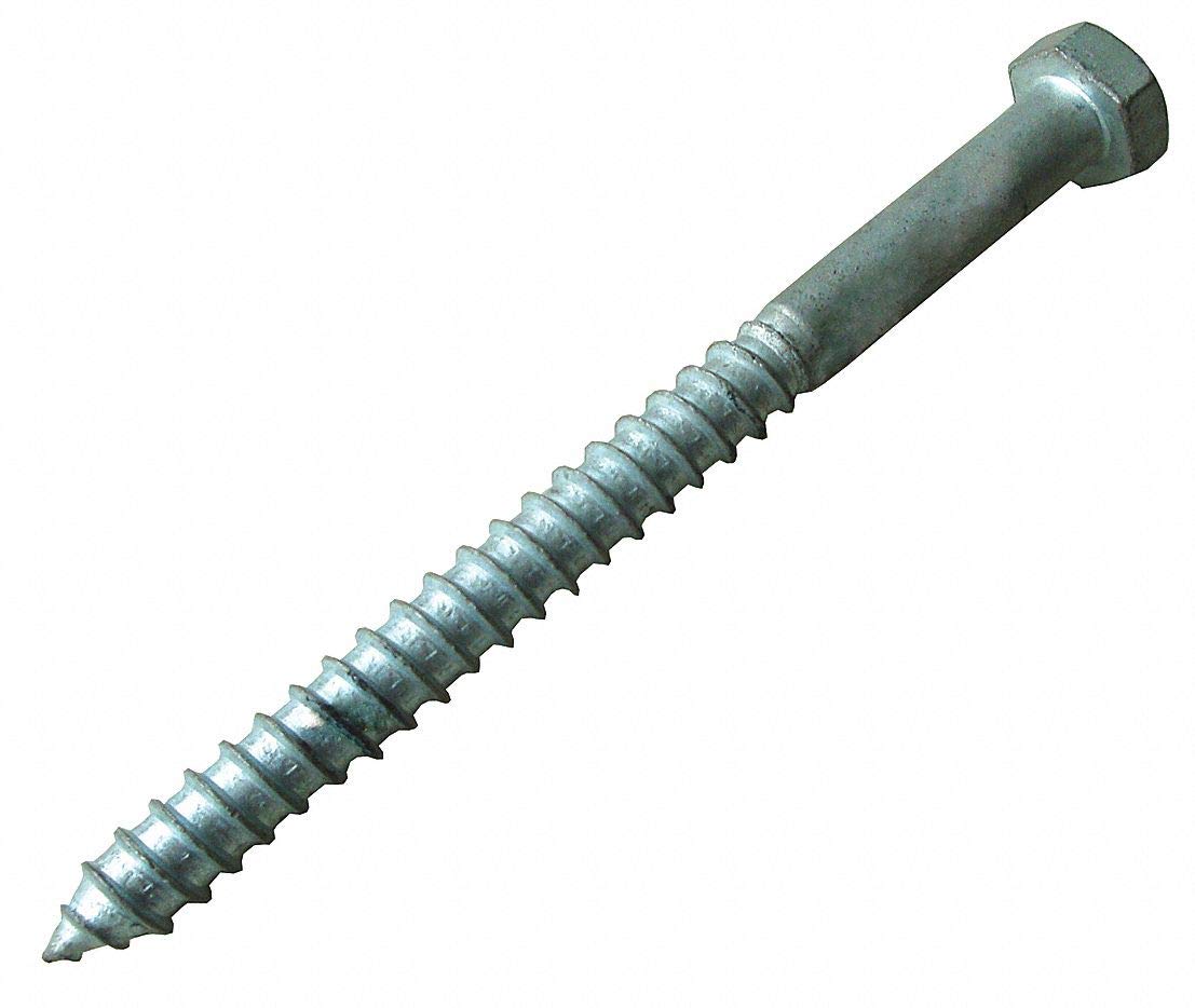 Lag Bolts, 6in.L, 7/8in.W, 7/8in.H, Steel