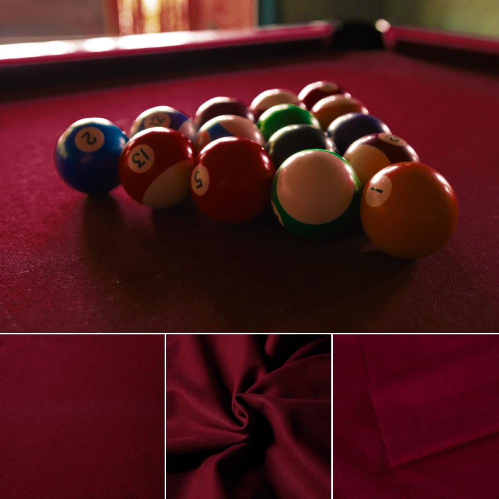 metaball Dark Red Wool Billiard Cloth - Pool Table Felt for 6,7,8 or 9 Foot (for US9 Table)