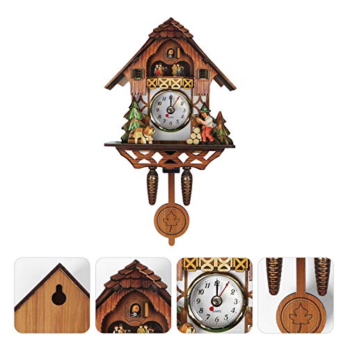Veemoon Cuckoo Shaped Clock, Handcrafted Antique Forest Clock Coo Coo Clock For Home Living Room Bedroom Wall Decor, Quartz Movement With Moving Seesaw #TOP1