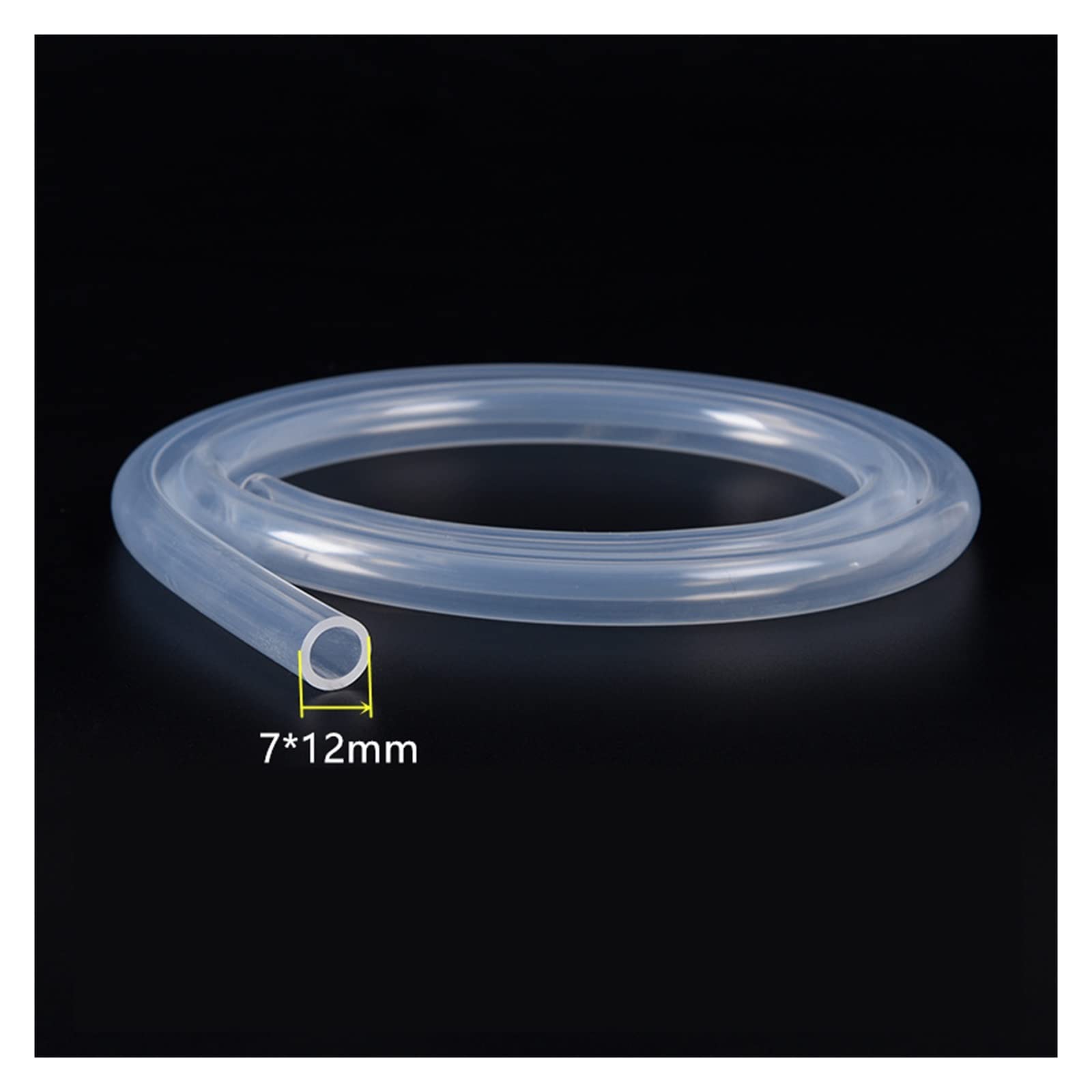ACICS Manguera de goma de tubo de silicona transparente, 4, 5, 6, 8, 10 y 12mm de diámetro, manguera de leche Flexible, tubo de cerveza, Gel de sílice(7x12mm,5m)