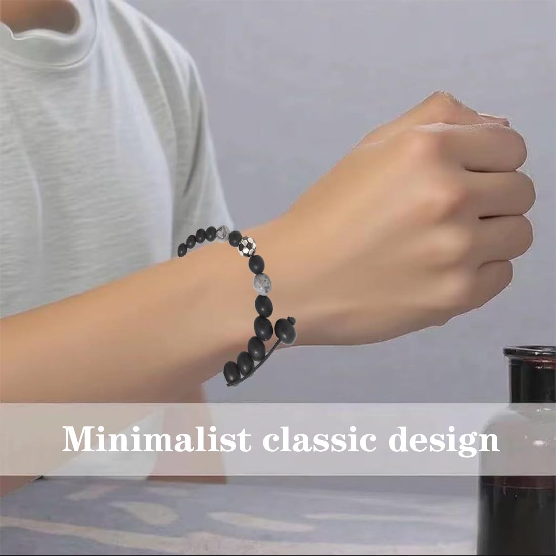 BAUCH Regalo Niño 10 Años 1 Pieza Pulsera Tejida Negra Mate con Tema de Fútbol（Para Fanáticos de Fútbol Cotidiano & Regalo ）