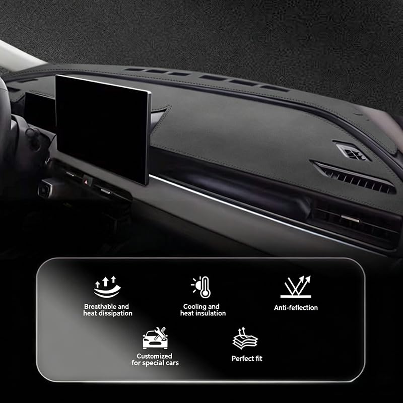 Cubierta de salpicadero de Gamuza para VW Caddy 2020-2025/2016-2018 Alfombrilla Antideslizante Protector Solar antideslumbrante Accesorios Interiores 1 Pieza,Black
