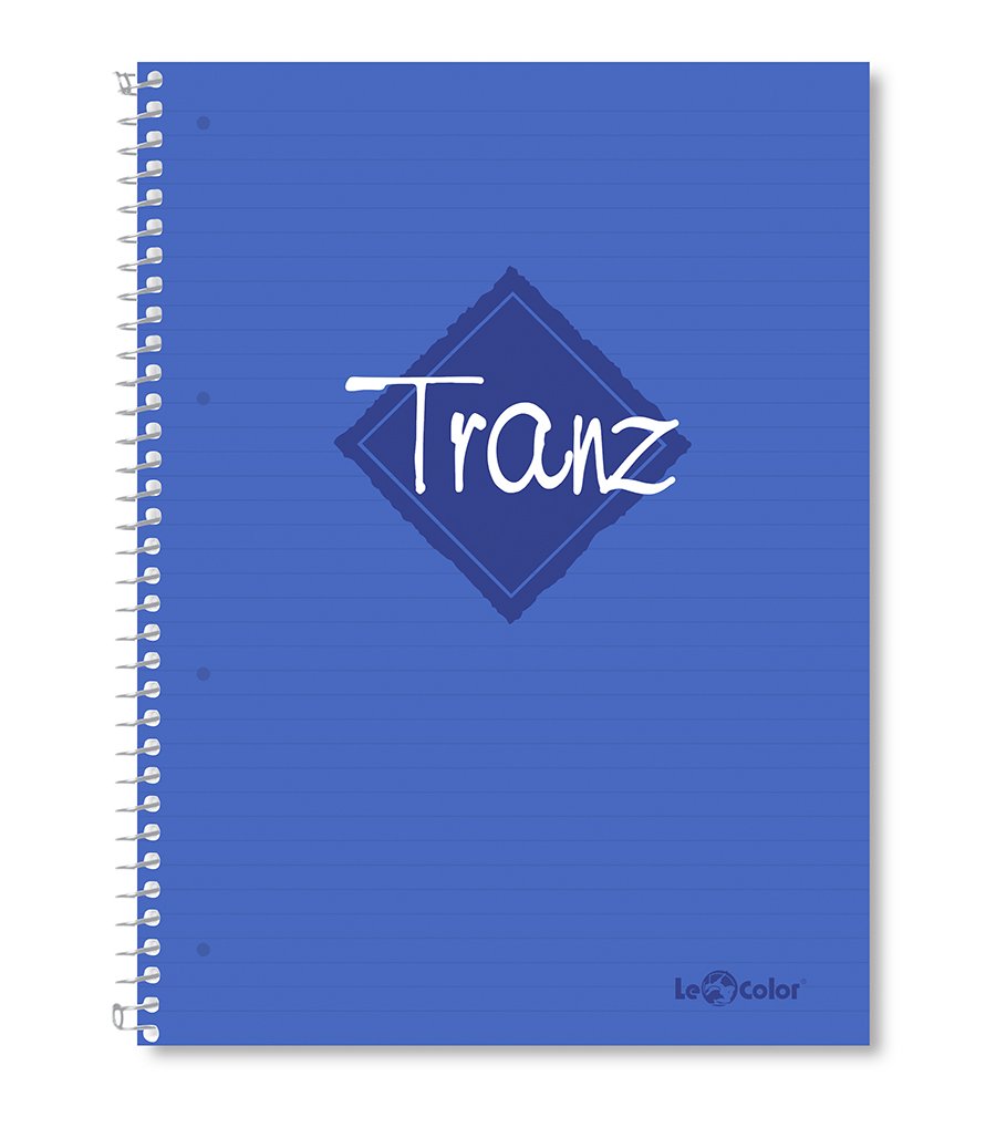 Lé Color 2012095/2 Tranz PP Kapak, 1.hamur kağıt Spiralli defter, Mavi