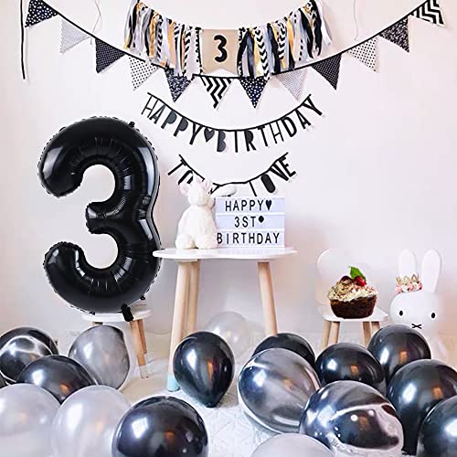 Image of TONIFUL 40 Inch Black Foil Number 0 Balloon, Milestone Birthday Decorations | Black 0 Balloon for 2027 Graduation New Year, 10th 30th 40th 50th Birthday, Black Birthday Party Decor for Men Boys Teens