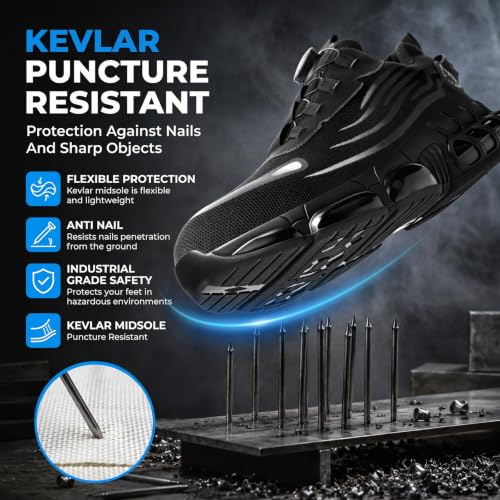 Image of Steel Toe Shoes for Men Women Safety Work Shoes Air Cushion Construction Industrial Shoes Safety Shoes Lightweight Steel Toe Sneakers for Men