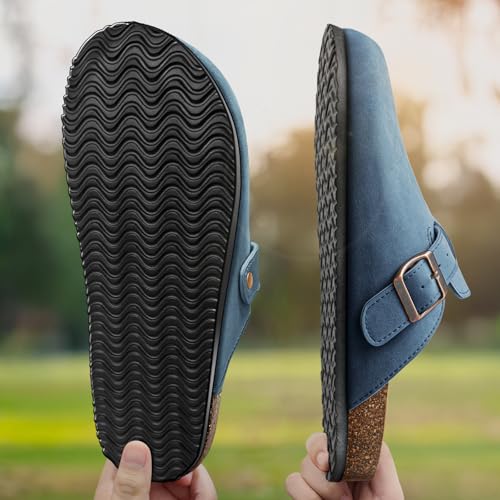 Image of KEMISANT Men Clogs-Comfortable Suede Mules Slippers Sandals Nurse Potato Shoes Unisex-Cushioned Cork-Footbed