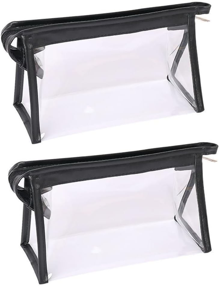 ECHSRT Polyethylene Big Pencil Pouch for Girls & Boys, Transparent Pen Bag Organizer for School, Collage, Office, Cosmetic Makeup Pouch, Multi-Purpose Stationary Bag/Pouch (Black) (Pouch (CB-10), 1)