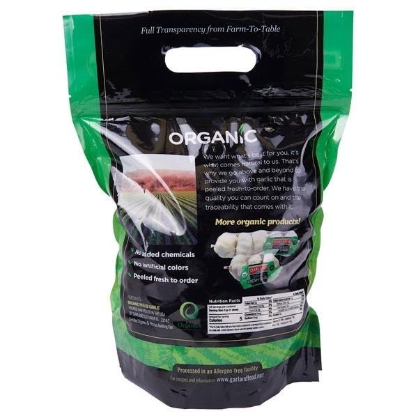 Organic Peeled Garlic, USDA Organic; Rich in Antioxidants; Kosher, No Added Chemicals or Artificial Colors; Peeled Fresh to Order. [ 48 oz, 3 lb ]