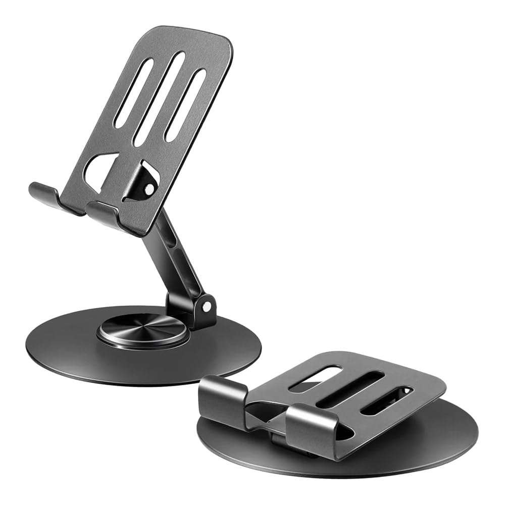 360° Rotating Adjustable Aluminum Alloy Mobile & Tablet Stand | Foldable Desk Phone Holder | Multi-Angle Height Adjustable | Anti-Slip Round Base | Compatible with All Smartphones & Tablets-picture-13