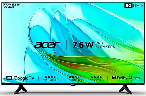 Acer 127 cm (50 inches) H PRO Series 4K Ultra HD Smart LED Google TV AR50GR2851UDPRO (Black)