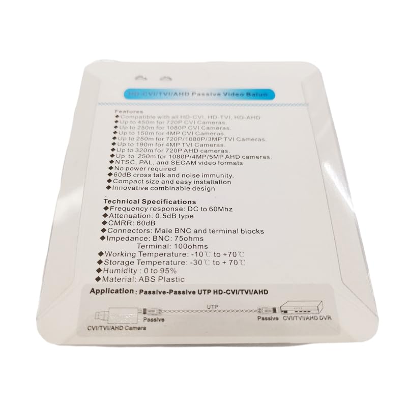 Wiring Connecting Terminals - NCHTEK HD-CVI/TVI/AHD Passive Video Balun, Camera CCTV BNC CAT5 Video Balun Transceiver Adapter / 1PAIRS(2PCS)