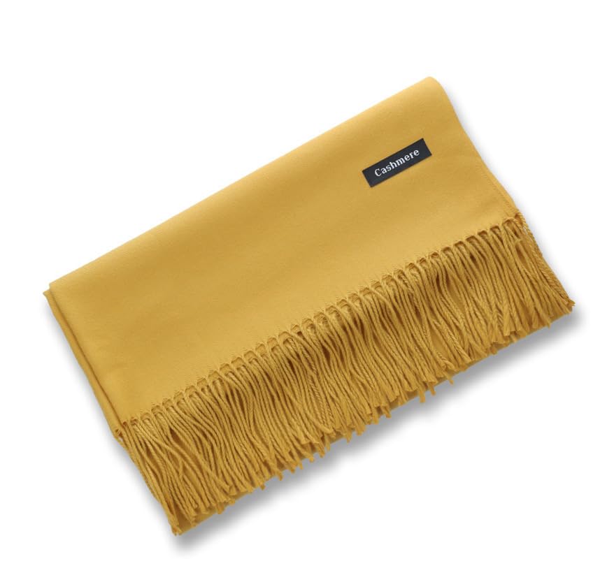 Cashmere Luxe grote superzachte sjaal sjaal mosterdgeel (oker), Oker, XL