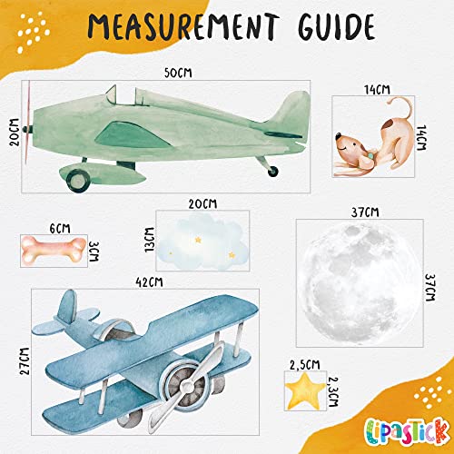 Lipastick Airplane Wall Decals For Kids - Premium Kids Wall Stickers Aircrafts - Creative Nursery Wall Decal For Children's Room, Bedrooms - Plane Baby Nursery Wall Decor - Large Vinyl Wall Decal L Size (L, 15082113) #TOP4