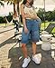 Cicy Bell Womens Summer Wide Leg Denim Shorts Casual Loose Mid Rise Jorts Bermuda Knee Length Jeans Shorts