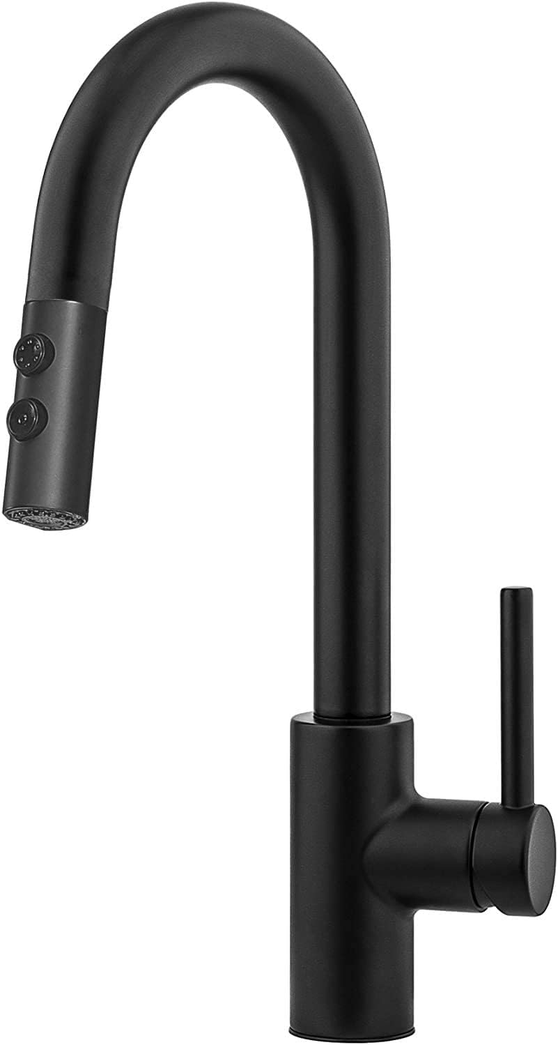 KINFAUCETS Black Kitchen Faucet with Pull Down Sprayer,Single Handle Pull Out Kitchen Sink Faucet,Commercial Farmhouse RV Bar Utility Kitchen Faucets
