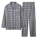 [レコーン] パジャマ メンズ 綿100% 長袖 前開き ルームウェア 上下セット チェック柄 ネル起毛 あったか 吸汗通気 柔らか 大きいサイズ 紳士 入院着 部屋着 春 秋 冬