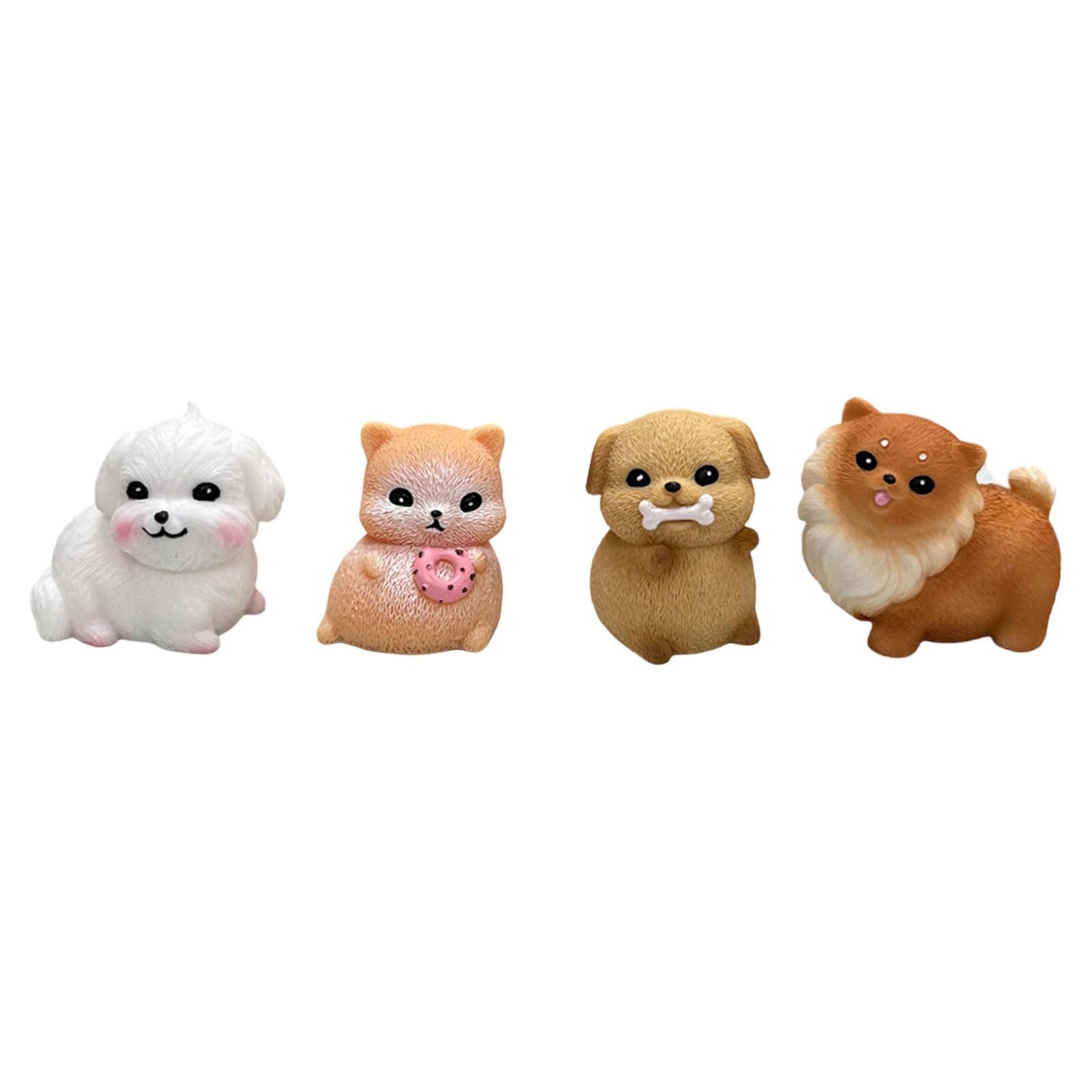 Tsophreniq Of 4 Resins Garden Miniature Puppy Dog Statues for Dollhouses Decoration and Plant Pots Animal Figures Ornaments Pet Lover Gift