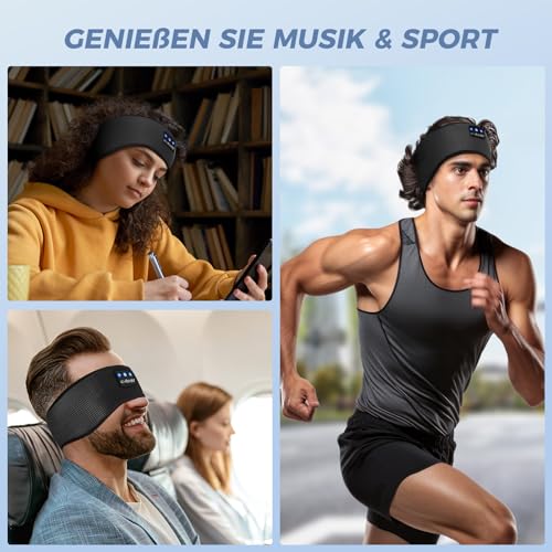 LC-dolida Schlafkopfhörer Bluetooth 5.4, Schlaf Stirnband Kopfhörer Headband Schlafmaske, Sportskopfhörer Musik schlafen Stirnband für Sport Training, Joggen, Yoga, Reisen