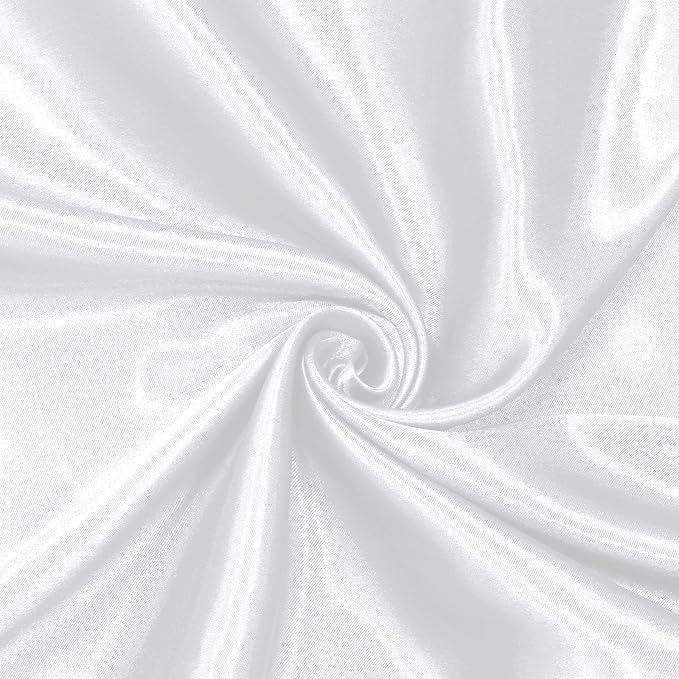 Filloxy Plain Silky Shine Satin Fabric Material for Fashion Design Stitching Multiple Use Includes Dress, Pillow Cover, Designer Cloths, Home Decor Material - 44" Hight (White, 1 Meter)