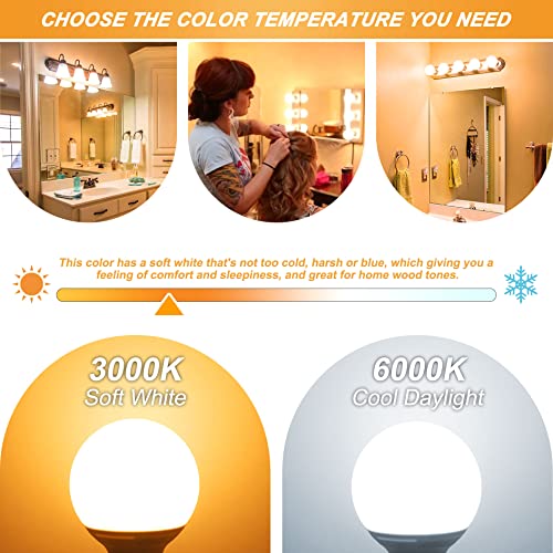 Bathroom G25 LED Vanity Light Bulb 3000K Soft White, Cotanic Globe Light Bulbs, E26 Standard Base, 5W, 60 Watt Equivalent Incandescent Replacement, 500LM, Non-Dimmable, 4-Pack