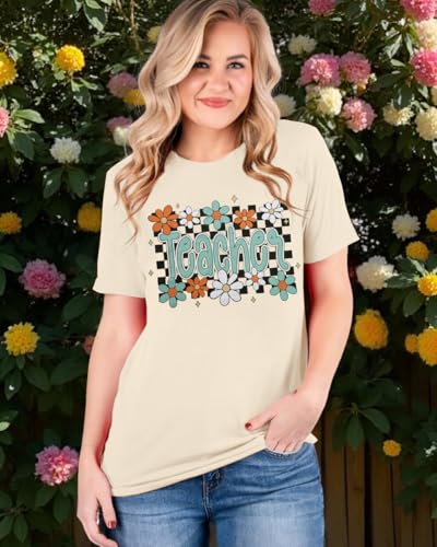 Teacher Life Shirt Teach T-Shirt: Women Back to School Teaching Tees Kindergarten First Day of School Casual Tee Tops3