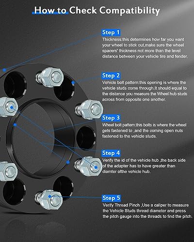 Image of ECCPP 4PCS 6x5.5 to 6x5.5 hubcentric Wheel Spacers 1.5 inch Bore 93.1mm Studs 12x1.5 6 Lug Wheel Spacers Fit for Ford Ranger 2013-2025| for Ford Bronco 2021-2025