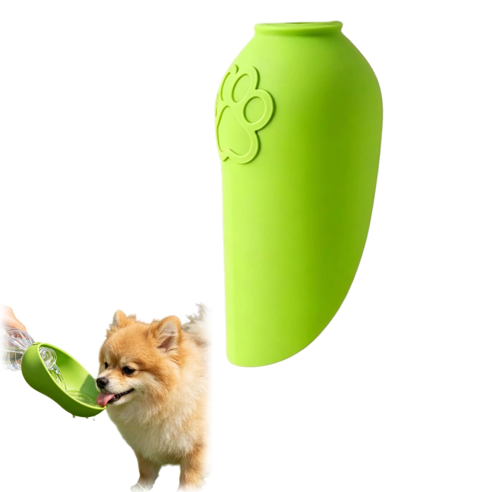 Portable Dog Water Bottle 2 Pack – Travel Pet Hydration Cup | Silicone Leakproof Drinking Bottle For Dogs Outdoor Walks Hiking Lightweight Water Feeder Bowl Dispenser (Green)