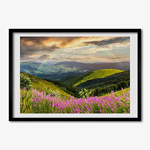 Cadre photo 70x50 cm pour salon moderne avec poster paysage de montagne